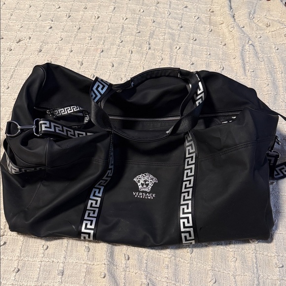 Versace Black and Silver Duffel Bag